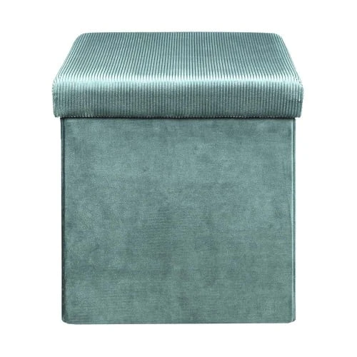 Pouf coffre pliable en velours design L. 38 x H. 38 cm bleu The Home Deco Factory Poufs Pouf Coffre Pliable En Velours Design L. 38 X H. 38 Cm Bleu -Fauteuils Shop pouf coffre pliable en velours design l 38 x h 38 cm bleu 1