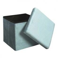 The Home Deco Factory Poufs Pouf Coffre Pliable En Velours Design L. 38 X H. 38 Cm Bleu 3 The Home Deco Factory Poufs Pouf Coffre Pliable En Velours Design L. 38 X H. 38 Cm Bleu -Fauteuils Shop pouf coffre pliable en velours design l 38 x h 38 cm bleu 3