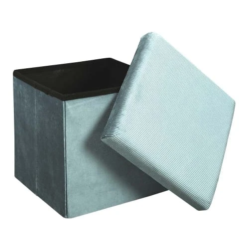 Pouf coffre pliable en velours design L. 38 x H. 38 cm bleu The Home Deco Factory Poufs Pouf Coffre Pliable En Velours Design L. 38 X H. 38 Cm Bleu -Fauteuils Shop pouf coffre pliable en velours design l 38 x h 38 cm bleu 3
