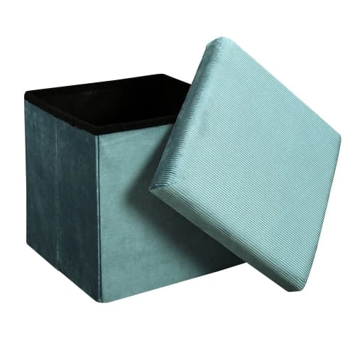Pouf coffre pliable en velours design L. 38 x H. 38 cm bleu The Home Deco Factory Poufs Pouf Coffre Pliable En Velours Design L. 38 X H. 38 Cm Bleu -Fauteuils Shop pouf coffre pliable en velours design l 38 x h 38 cm bleu 4
