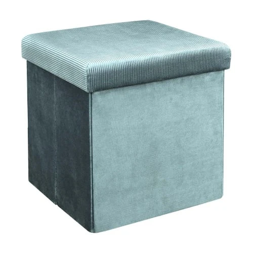 Pouf coffre pliable en velours design L. 38 x H. 38 cm bleu The Home Deco Factory Poufs Pouf Coffre Pliable En Velours Design L. 38 X H. 38 Cm Bleu -Fauteuils Shop pouf coffre pliable en velours design l 38 x h 38 cm bleu