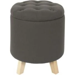 The Home Deco Factory Poufs Pouf Coffre Rond Pieds En Bois Eleonor Gris 5 The Home Deco Factory Poufs Pouf Coffre Rond Pieds En Bois Eleonor Gris -Fauteuils Shop pouf coffre rond pieds en bois eleonor gris 3