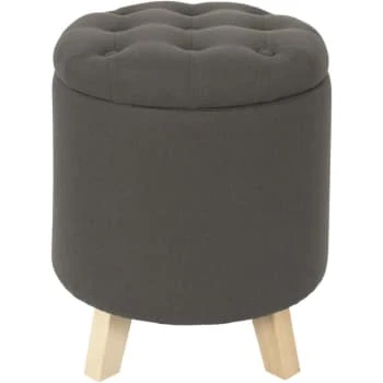 Pouf coffre rond pieds en bois eleonor gris The Home Deco Factory Poufs Pouf Coffre Rond Pieds En Bois Eleonor Gris -Fauteuils Shop pouf coffre rond pieds en bois eleonor gris 3