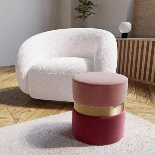 Pouf contemporain, bicolore rouge Potiron Paris Poufs Pouf Contemporain, Bicolore Rouge -Fauteuils Shop pouf contemporain bicolore rouge 2