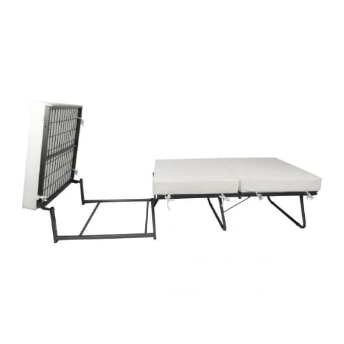 Pouf convertible en lit en tissu gris tourterelle Dmora Poufs Pouf Convertible En Lit En Tissu Gris Tourterelle -Fauteuils Shop pouf convertible en lit en tissu gris tourterelle 2