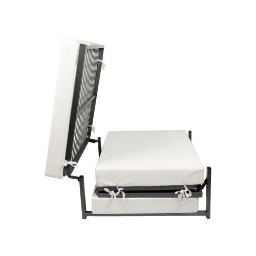 Pouf convertible en lit en tissu gris tourterelle Dmora Poufs Pouf Convertible En Lit En Tissu Gris Tourterelle -Fauteuils Shop pouf convertible en lit en tissu gris tourterelle 4