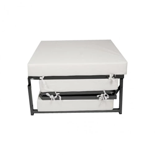 Pouf convertible en lit en tissu gris tourterelle Dmora Poufs Pouf Convertible En Lit En Tissu Gris Tourterelle -Fauteuils Shop pouf convertible en lit en tissu gris tourterelle 5