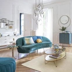 Maisons Du Monde Poufs Pouf Coquillage En Velours Bleu Et Pin -Fauteuils Shop pouf coquillage en velours bleu et pin 1000 9 27 190800 9