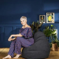 Sitting Point Poufs Pouf Design D'intérieur En Velours Noir -Fauteuils Shop pouf design d interieur en velours noir 2