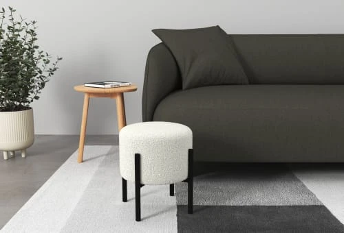 Pouf écru effet laine bouclée, pieds en métal noir Potiron Paris Poufs Pouf écru Effet Laine Bouclée, Pieds En Métal Noir -Fauteuils Shop pouf ecru effet laine bouclee pieds en metal noir 1