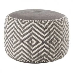 Maisons Du Monde Poufs Pouf En Coton Gris Et Blanc