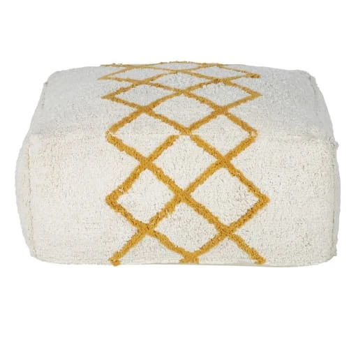 Pouf en coton jaune et blanc Maisons Du Monde Poufs Pouf En Coton Jaune Et Blanc -Fauteuils Shop pouf en coton jaune et blanc 1000 9 10 222845 1