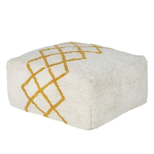 Pouf en coton jaune et blanc Maisons Du Monde Poufs Pouf En Coton Jaune Et Blanc -Fauteuils Shop pouf en coton jaune et blanc 1000 9 10 222845 2