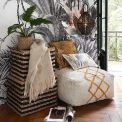 Maisons Du Monde Poufs Pouf En Coton Jaune Et Blanc 4 Maisons Du Monde Poufs Pouf En Coton Jaune Et Blanc -Fauteuils Shop pouf en coton jaune et blanc 1000 9 10 222845 4