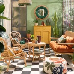 Maisons Du Monde Poufs Pouf En Coton Motif Végétal Blanc, Bleu, Vert Et Orange -Fauteuils Shop pouf en coton motif vegetal blanc bleu vert et orange 1000 16 36 226643 3