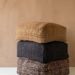 Bazar Bizar Poufs Pouf En Coton Noir Et Cuivre -Fauteuils Shop pouf en coton noir et cuivre 2