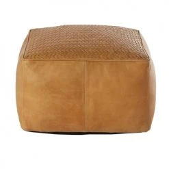 Maisons Du Monde Poufs Pouf En Cuir De Buffle Camel Tressé