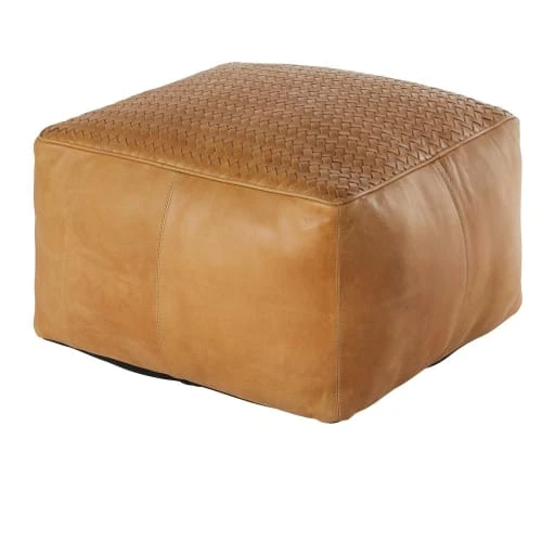 Pouf en cuir de buffle camel tressé Maisons Du Monde Poufs Pouf En Cuir De Buffle Camel Tressé -Fauteuils Shop pouf en cuir de buffle camel tresse 1000 4 12 202593 2