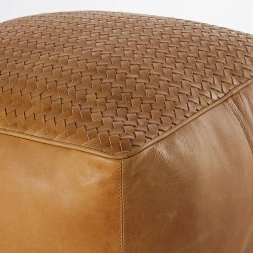 Pouf en cuir de buffle camel tressé Maisons Du Monde Poufs Pouf En Cuir De Buffle Camel Tressé -Fauteuils Shop pouf en cuir de buffle camel tresse 1000 4 12 202593 3