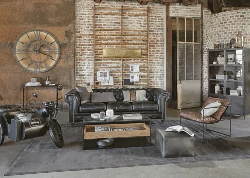 Pouf en cuir de buffle noir Maisons Du Monde Poufs Pouf En Cuir De Buffle Noir -Fauteuils Shop pouf en cuir de buffle noir 1000 8 37 190646 10