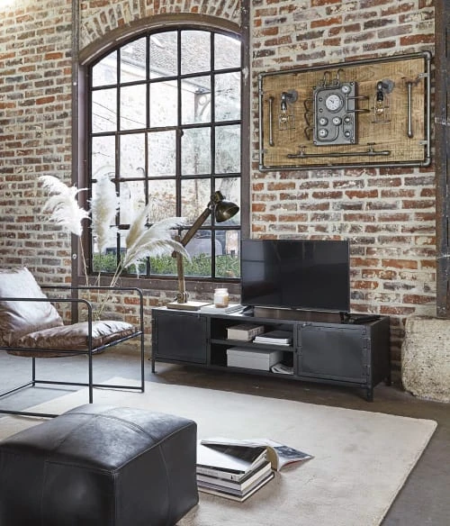 Pouf en cuir de buffle noir Maisons Du Monde Poufs Pouf En Cuir De Buffle Noir -Fauteuils Shop pouf en cuir de buffle noir 1000 8 37 190646 11