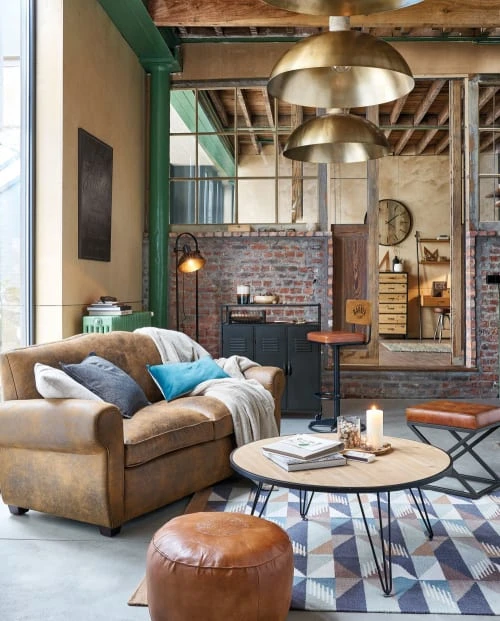 Pouf en cuir de chèvre marron Maisons Du Monde Poufs Pouf En Cuir De Chèvre Marron -Fauteuils Shop pouf en cuir de chevre marron 1000 14 38 225128 2