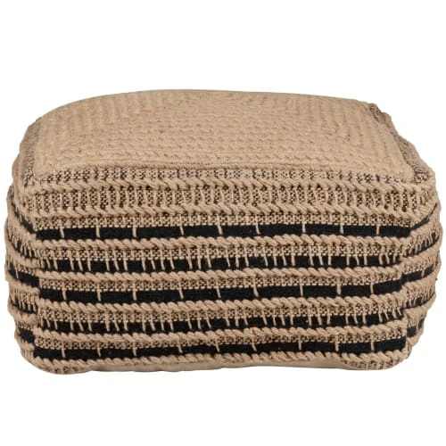 Pouf en jute tressée à la main et coton noir et beige Maisons Du Monde Poufs Pouf En Jute Tressée à La Main Et Coton Noir Et Beige -Fauteuils Shop pouf en jute tressee a la main et coton noir et beige 1000 15 28 227373 1