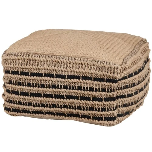 Pouf en jute tressée à la main et coton noir et beige Maisons Du Monde Poufs Pouf En Jute Tressée à La Main Et Coton Noir Et Beige -Fauteuils Shop pouf en jute tressee a la main et coton noir et beige 1000 15 28 227373 2