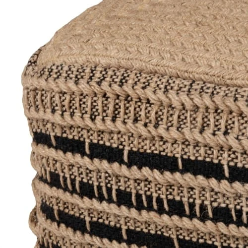 Pouf en jute tressée à la main et coton noir et beige Maisons Du Monde Poufs Pouf En Jute Tressée à La Main Et Coton Noir Et Beige -Fauteuils Shop pouf en jute tressee a la main et coton noir et beige 1000 15 28 227373 3