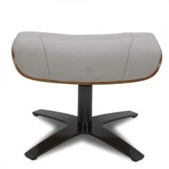 My New Design Repose-pieds Pouf En Microfibre Et Chêne Naturel - Microfibre Gris