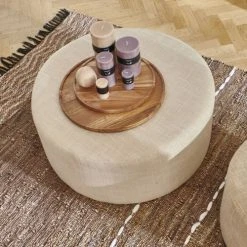 Fauteuils Shop -Fauteuils Shop pouf en tissu d55cm beige 1