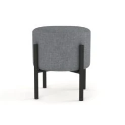 Potiron Paris Poufs Pouf En Tissu Gris, Pieds En Métal Noir -Fauteuils Shop pouf en tissu gris pieds en metal noir 4