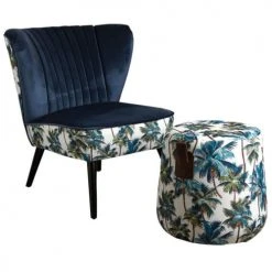 Aubry Gaspard Poufs Pouf En Tissu Jungle -Fauteuils Shop pouf en tissu jungle 2
