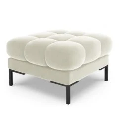 Micadoni Home Poufs Pouf En Velours Beige Clair