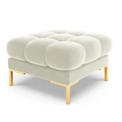 Micadoni Home Poufs Pouf En Velours Beige Clair
