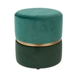 Drawer Poufs Pouf En Velours Bleu Canard Et Vert Forêt -Fauteuils Shop pouf en velours bleu canard et vert foret 4