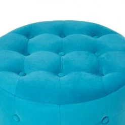 Beliani Poufs Pouf En Velours Bleu Ciel ⌀ 55 Cm -Fauteuils Shop pouf en velours bleu ciel 55 cm 2