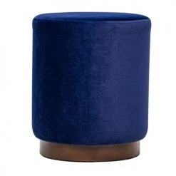 Nordlys Poufs Pouf En Velours Bleu Et Base En Bois