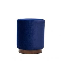 Nordlys Poufs Pouf En Velours Bleu Et Base En Bois -Fauteuils Shop pouf en velours bleu et base en bois 3