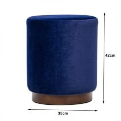 Nordlys Poufs Pouf En Velours Bleu Et Base En Bois -Fauteuils Shop pouf en velours bleu et base en bois 4