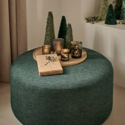 Pomax Poufs Pouf En Velours D80cm Vert -Fauteuils Shop pouf en velours d80cm vert 2