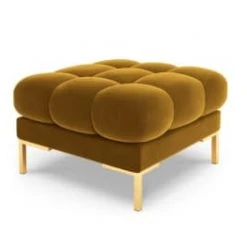 Micadoni Home Poufs Pouf En Velours Beige Clair -Fauteuils Shop pouf en velours jaune 3