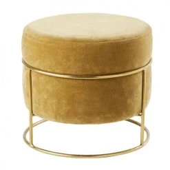 Maisons Du Monde Poufs Pouf En Velours Jaune Et Métal Doré
