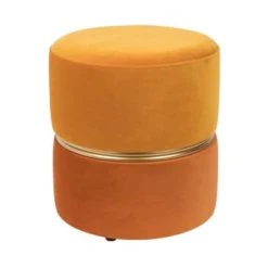 Drawer Poufs Pouf En Velours Jaune Et Orange -Fauteuils Shop pouf en velours jaune et orange 5