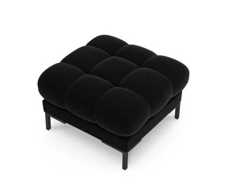 Micadoni Home Poufs Pouf En Velours Noir 3 Micadoni Home Poufs Pouf En Velours Noir – Image 3