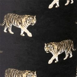 MX HOME Poufs Pouf En Velours Noir Avec Tigres Brodées -Fauteuils Shop pouf en velours noir avec tigres brodees 4