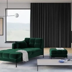 Fauteuils Shop -Fauteuils Shop pouf en velours vert bouteille 3