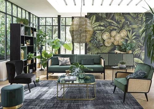 Pouf en velours vert et métal doré Maisons Du Monde Assises Pouf En Velours Vert Et Métal Doré -Fauteuils Shop pouf en velours vert et metal dore 1000 0 16 203745 3