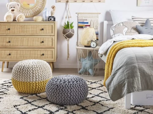 Pouf gris foncé 40 x 25 cm Beliani Poufs Pouf Gris Foncé 40 X 25 Cm -Fauteuils Shop pouf gris fonce 40 x 25 cm 1