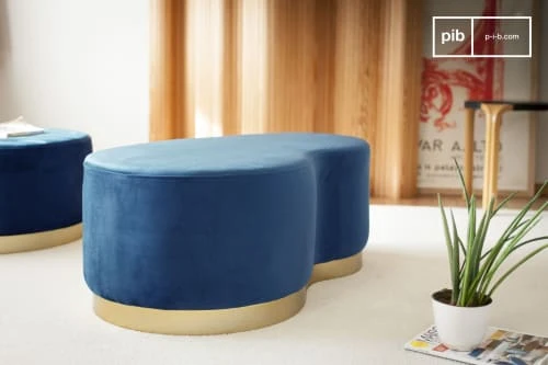 Pouf haricot deux places en velours bleu PIB Poufs Pouf Haricot Deux Places En Velours Bleu -Fauteuils Shop pouf haricot deux places en velours bleu 1